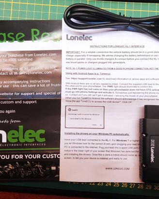 Interfaccia OBD Lonelec KL-1 per TuneECU
