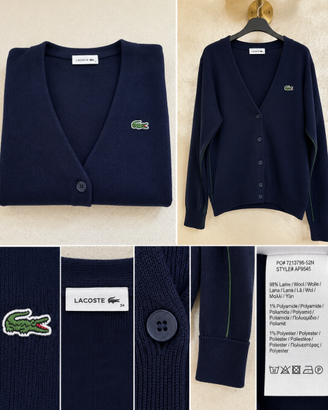 Cardigan donna Lacoste 98% lana blu navy – Tg 34