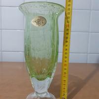 Vaso di Murano verde bolle