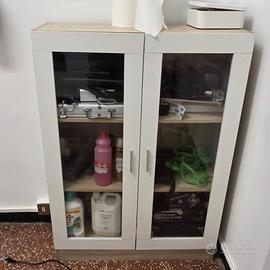 Mobiletto Vetrina Moderno Bianco e Rovere