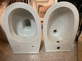 Sanitari sospesi wc e bidet bianco con sedile