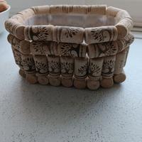 Cestino plastica e sughero decorativo