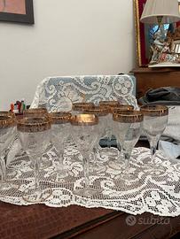 Servizio bicchieri cristalli e oro  da sei