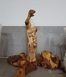 lampada in legno di ulivo 