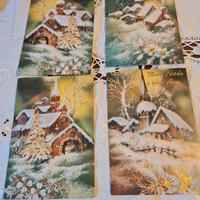4 cartpline dipinte vintage di natale