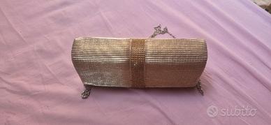 Pochette da sera oro/champagne tracolla a catena