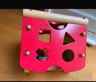 Casetta didattica legno con forme e orologio