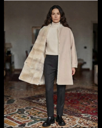 ATELIERpellicceriaLUSSUOSOcabanPEACOATvisoneBIANCO
