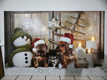 Quadro Natalizio con candele che si illuminano