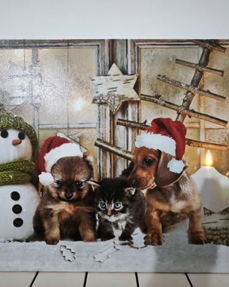 Quadro Natalizio con candele che si illuminano