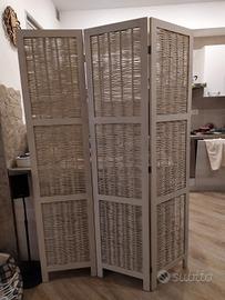 paravento separé legno vimini maisons du monde