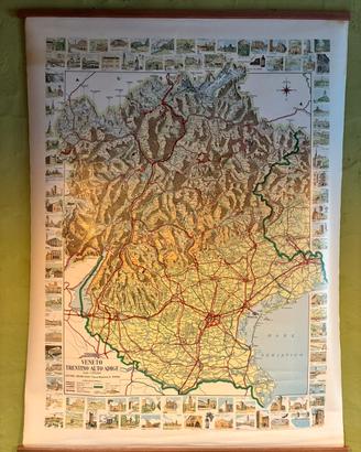 Grande cartina vintage Veneto Trentino Alto Adige