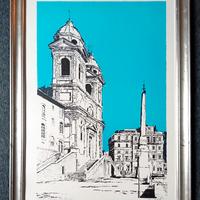 Quadro litografia Riccardo Ratto, Trinità dei Mont