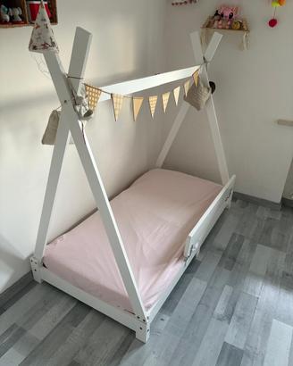 Lettino Montessori Giroletto in legno bianco