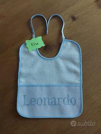 Bavaglino neonato Personalizzato nome LEONARDO