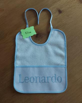 Bavaglino neonato Personalizzato nome LEONARDO