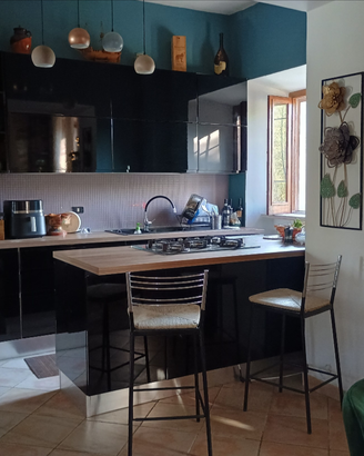 Cucina Moderna Nero Lucido con Isola