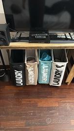 Tavolo in legno con specchio lungo (sotto la TV)