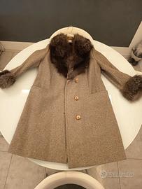 Cappotto vintage in lana tweed beige T 42/44