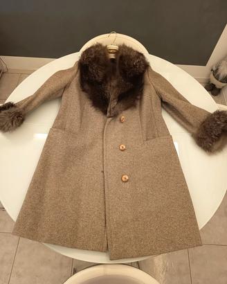 Cappotto vintage in lana tweed beige T 42/44
