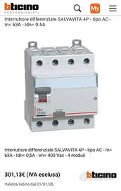 Interruttore differenziale SALVAVITA 4P