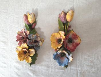 Soprammobile ceramiche Capodimonte fantasia fiori