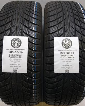 2 GOMME 205 60 16 BRIDGESTONE A63176