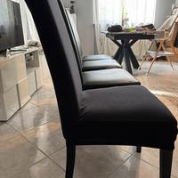 4 sedie nere da sala con schienale alto + copertur