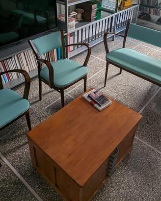 salottino divano e 2 poltrone anni 40 restaurato 