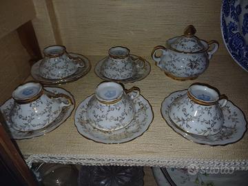 Servizio da caffè fine porcellana dorata nuovo