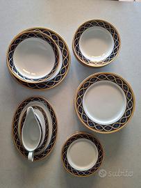 Servizio in porcellana Blu e Oro 18,pz + accessori