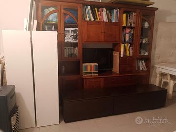 Parete attrezzata Moderna bianco +madia  wengé