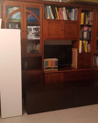 Parete attrezzata Moderna bianco +madia  wengé