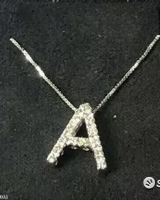 COLLANA LETTERA " A " ORO 18kt. E DIAMANTI