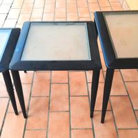 Tris tavolini impilabili da salotto colore nero