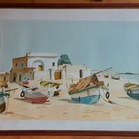 Serigrafia Aldo Riso "La luce Le barche"