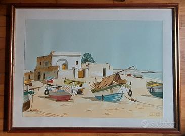 Serigrafia Aldo Riso "La luce Le barche"