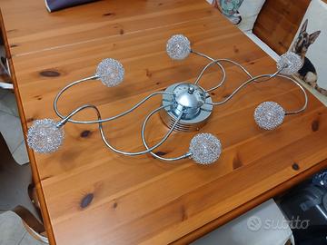 LAMPADARIO APPLIQUE ACCIAIO CON 6 PUNTI LUCE 80X40