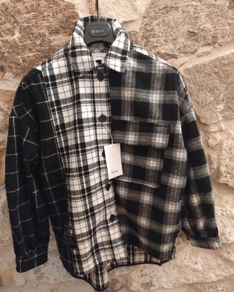 Camicia Scozzese Bianco E Nero Bershka Tg.S Nuova 