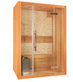 Sauna Finlandese da interno in legno e vetro