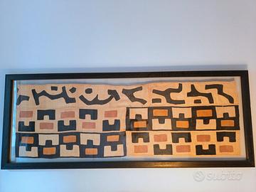 Tela antica KUBA con cornice legno wenge/vetro