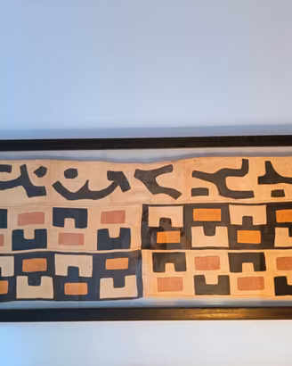 Tela antica KUBA con cornice legno wenge/vetro