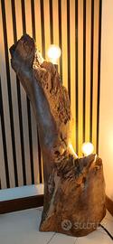 Lampada in legno massello artigianale