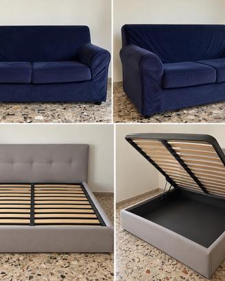 Divano 2 posti \+ letto contenitore – 200 € – Roma