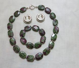 collana bracciale e orecchini ruby fucsite argento