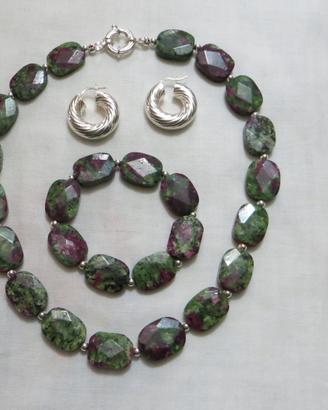 collana bracciale e orecchini ruby fucsite argento