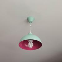 lampadario a scodella verde-fucsia 