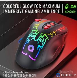 Mouse Gaming Quickly RGB 6400 DPI 8 Tasti Progrmma