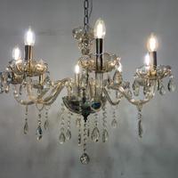 Lampadario vetro ambra/pendagli cristallo