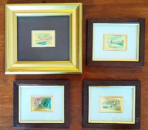 Lotto 4 Quadri in foglia oro 23kt vintage